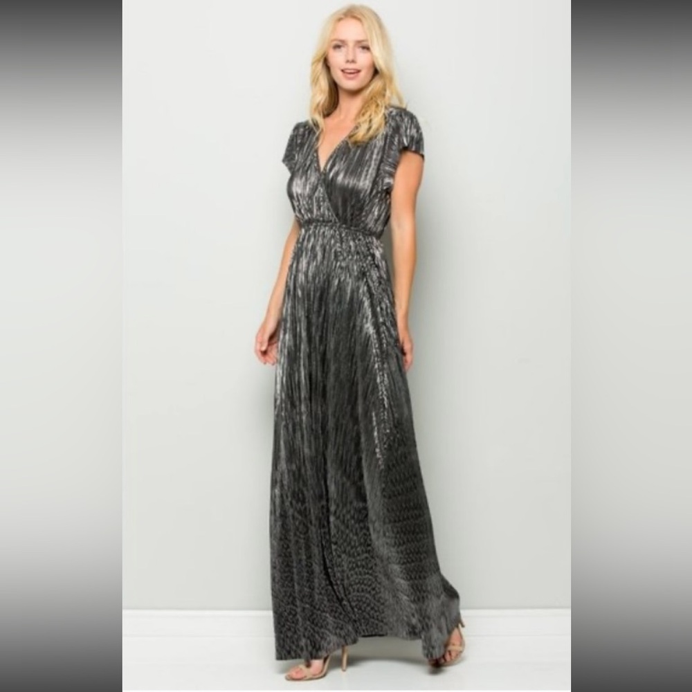 See and Be Seen Metallic Maxi Dress, Black